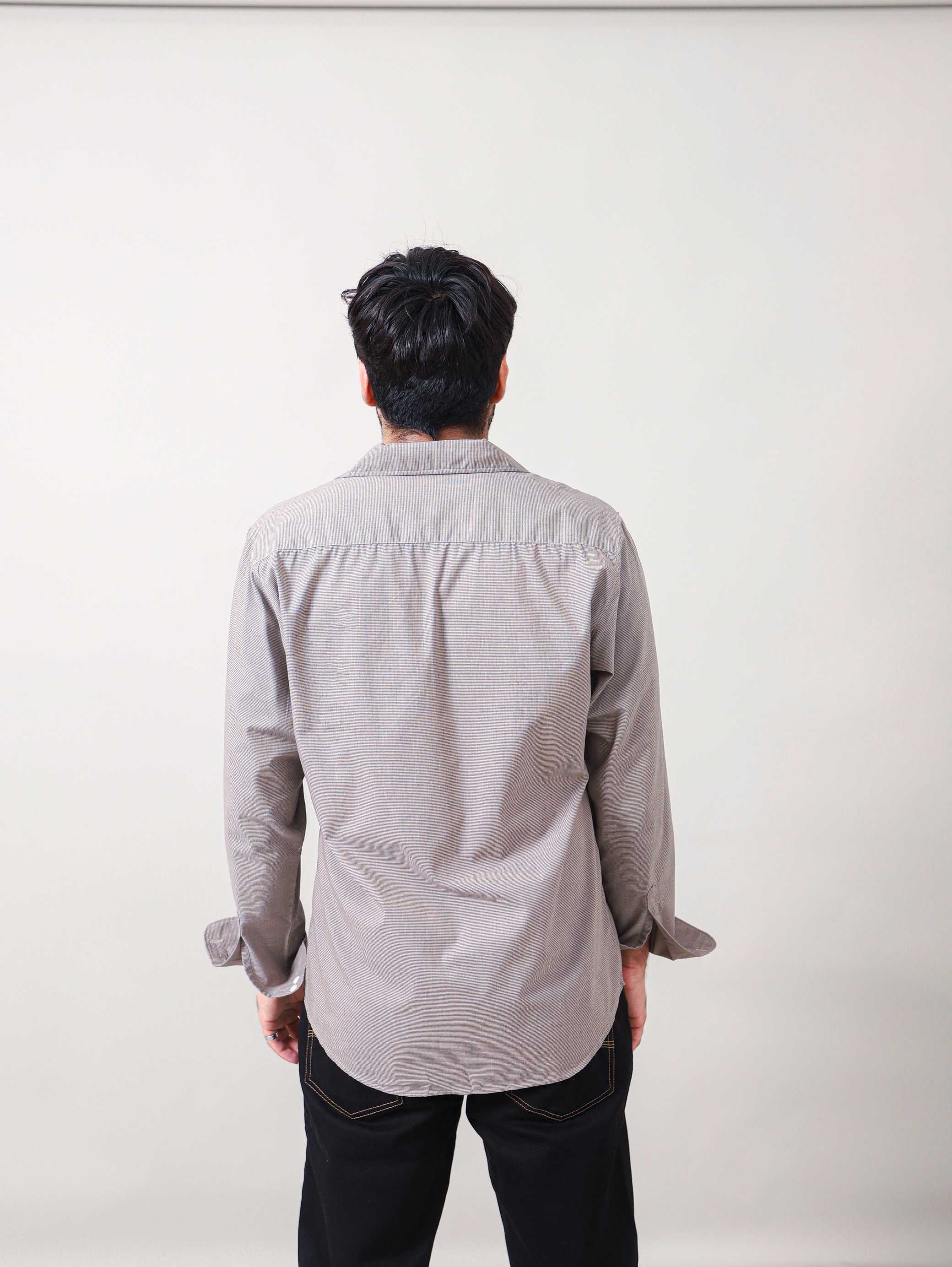 CUBAN COLLAR WOVEN CASUAL SHIRT 002227-BRO