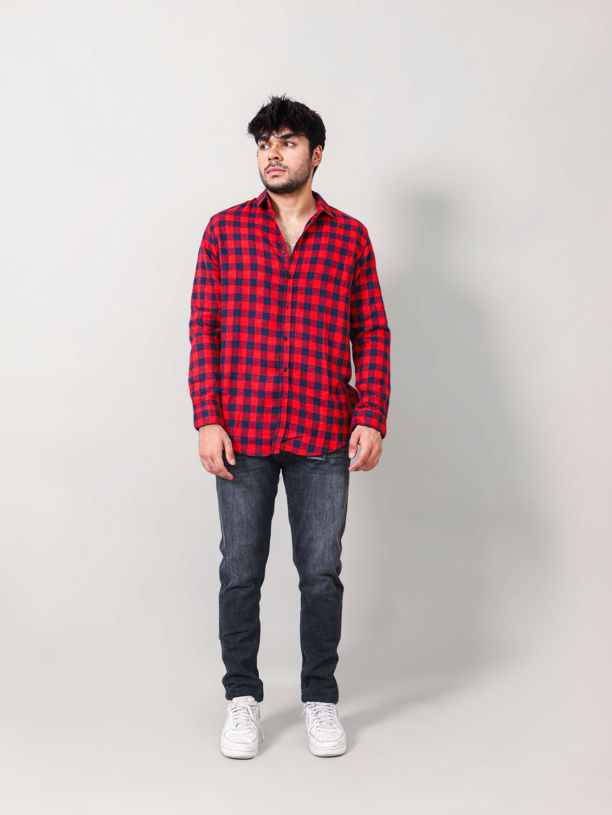 WOVEN CHECKERED CASUAL SHIRT 001757-RED