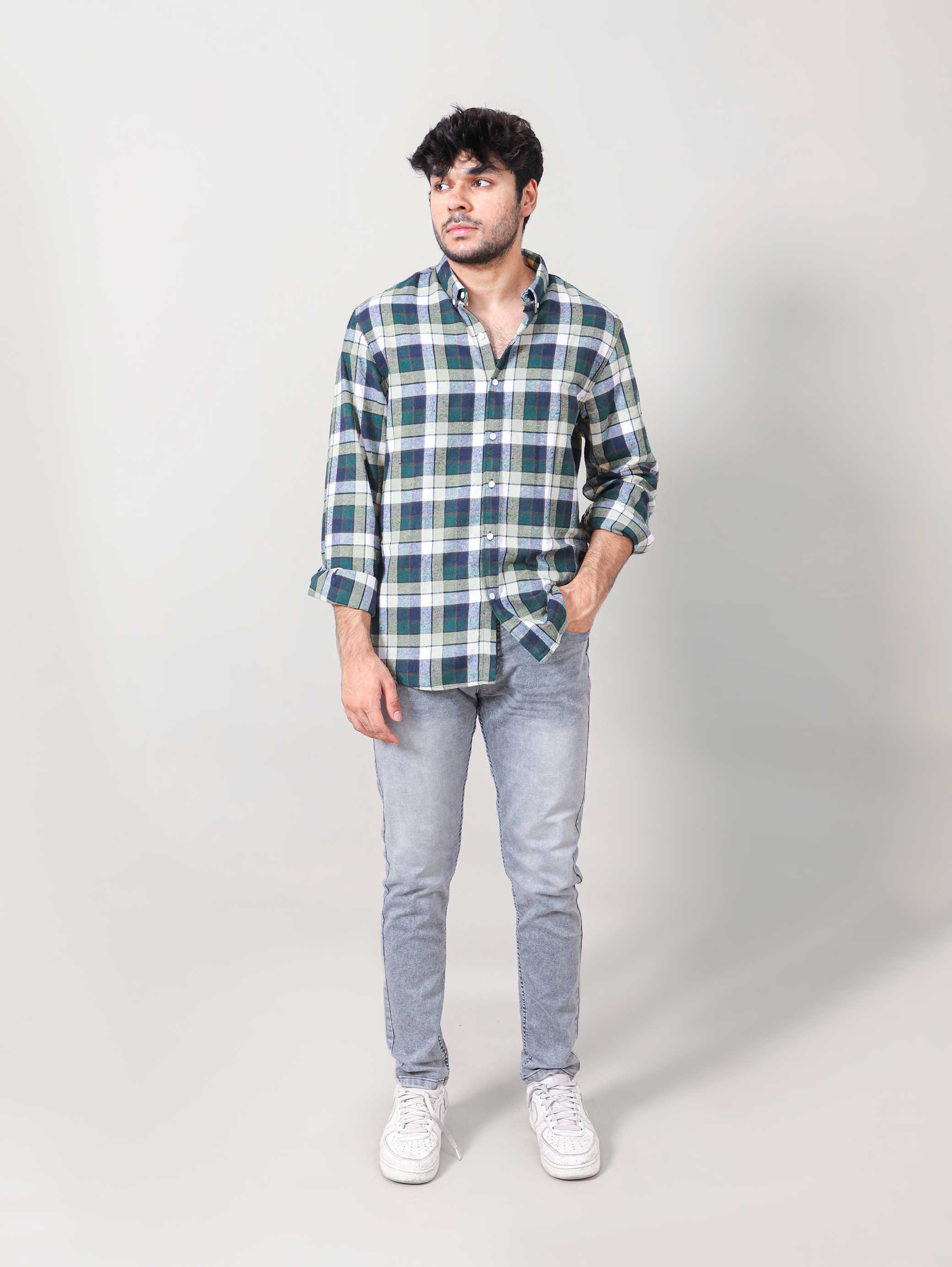 WOVEN CHECKERED CASUAL SHIRT 002130-YLW