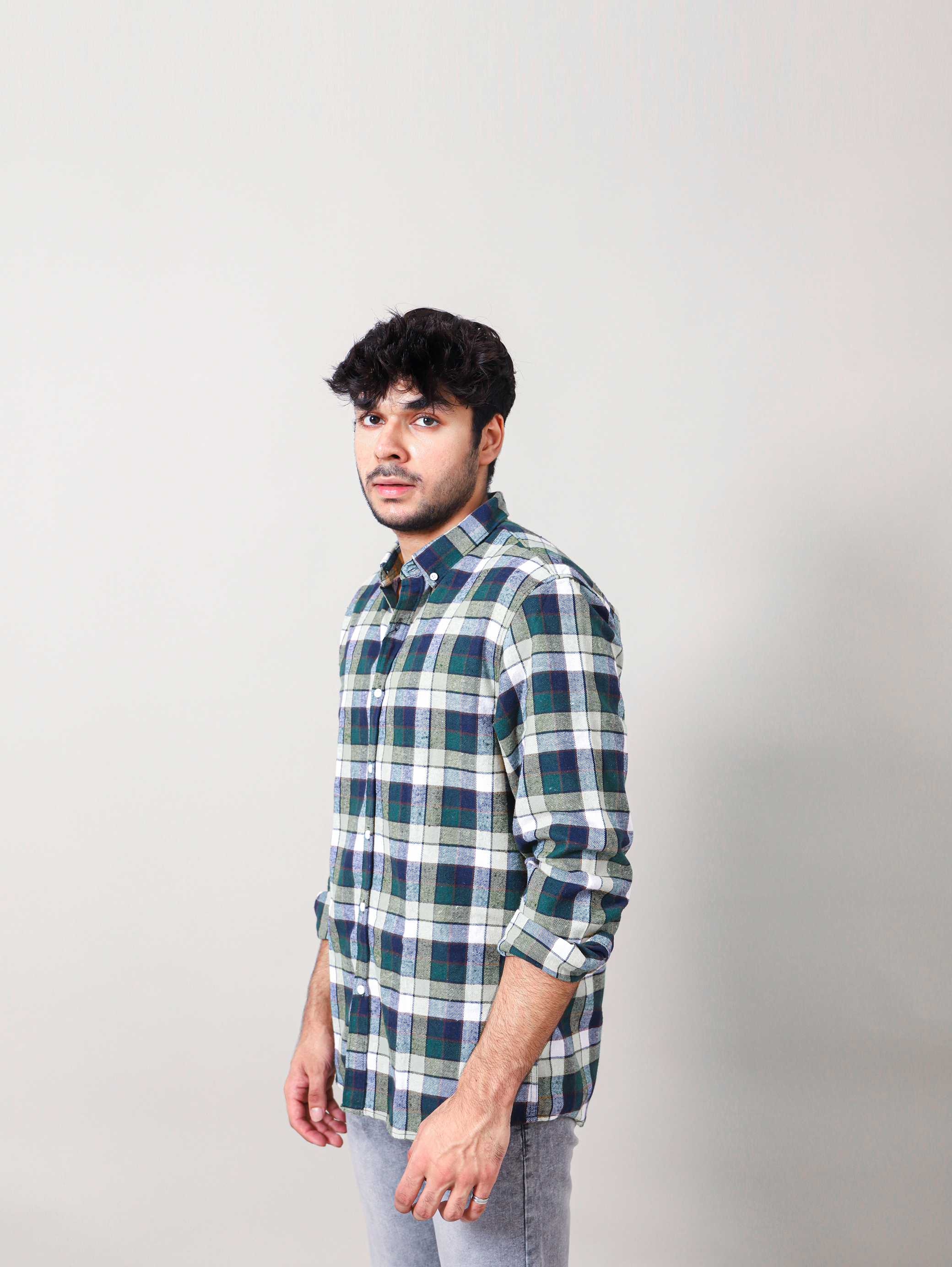 WOVEN CHECKERED CASUAL SHIRT 002130-YLW