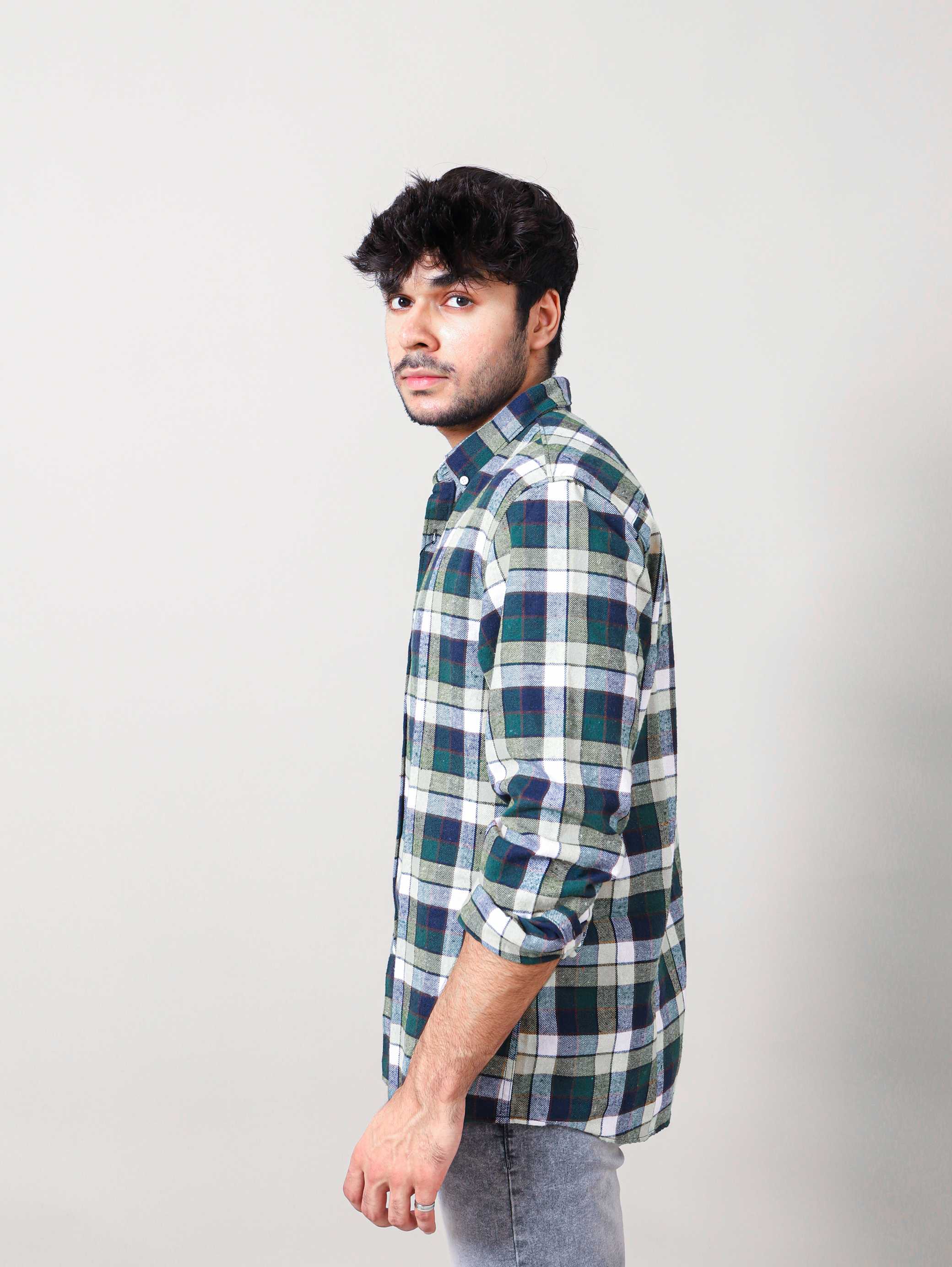 WOVEN CHECKERED CASUAL SHIRT 002130-YLW