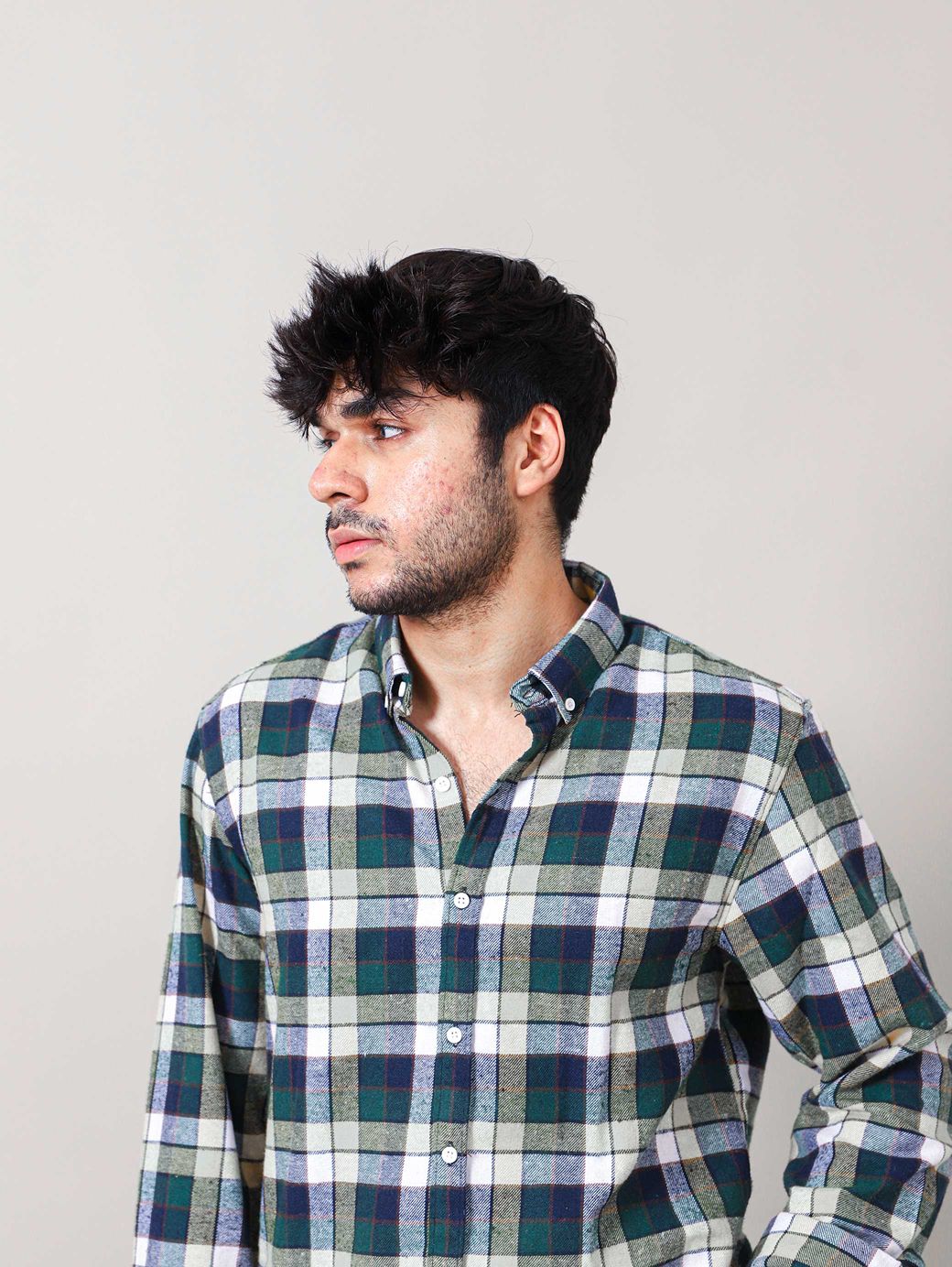 WOVEN CHECKERED CASUAL SHIRT 002130-YLW