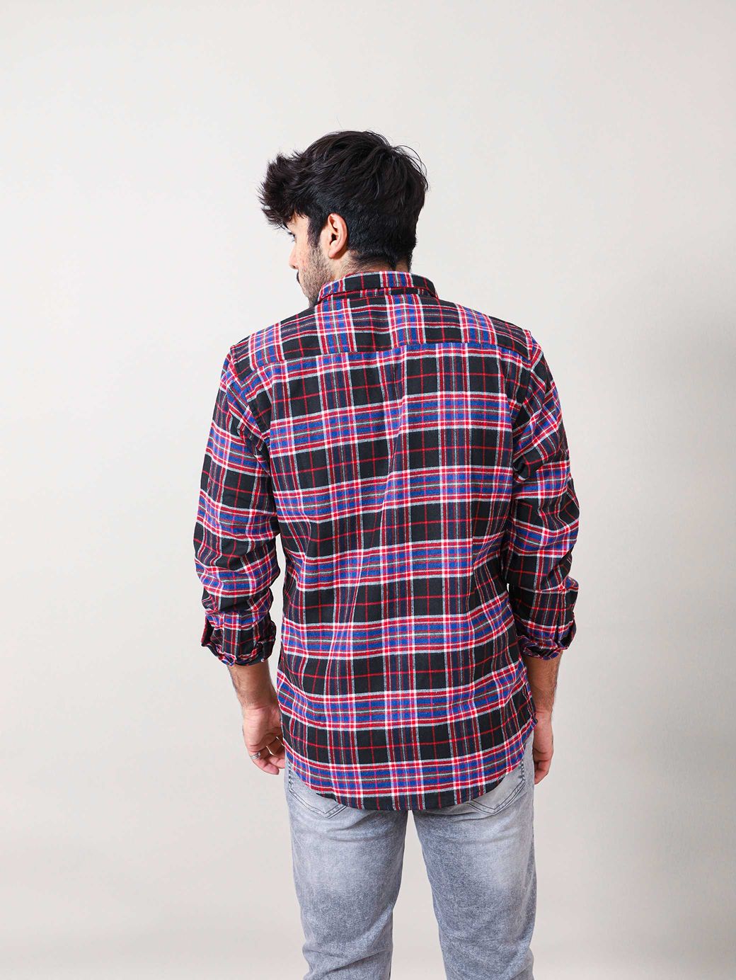 WOVEN CHECKERED CASUAL SHIRT 002169-BLK