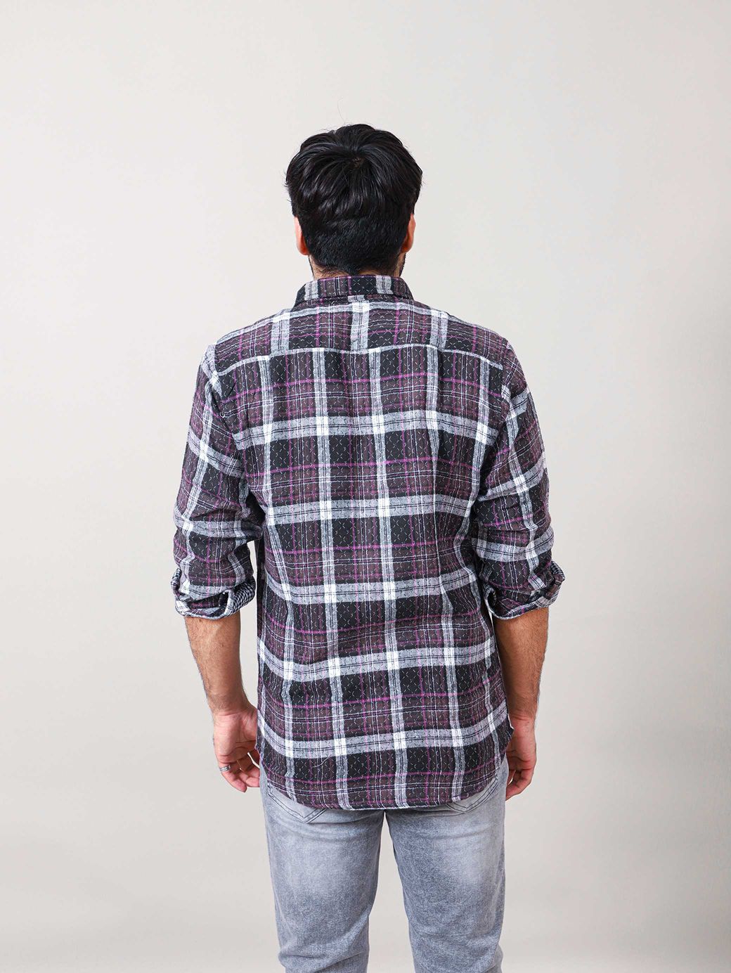 DOUBLE SIDE CHECKERED CASUAL SHIRT 002204-BLK