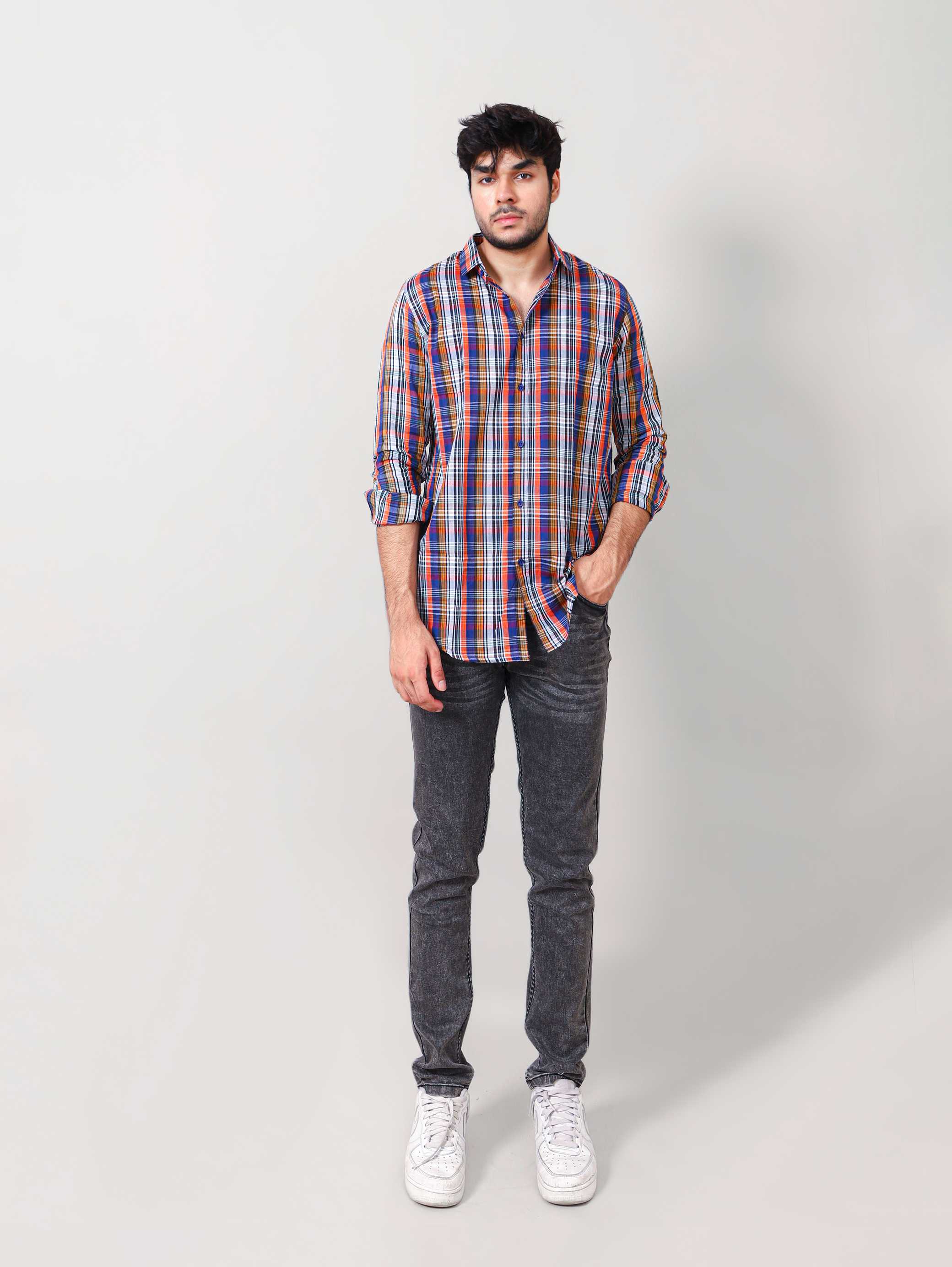 WOVEN CHECKERED CASUAL SHIRT 002146-MLT