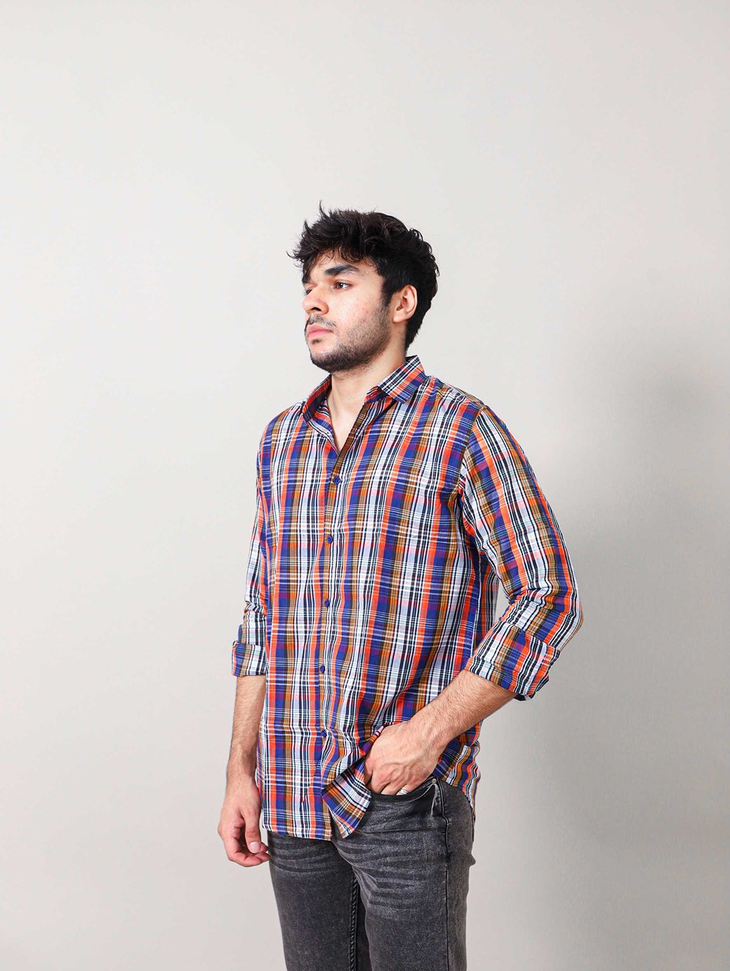 WOVEN CHECKERED CASUAL SHIRT 002146-MLT