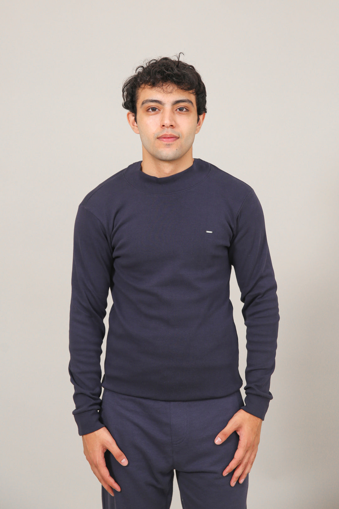 Ribbed Mock Neck Sweat