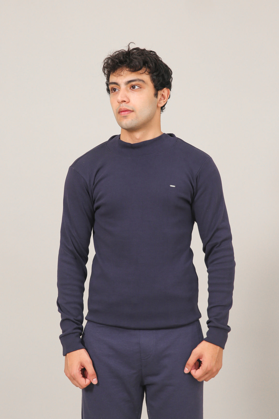 Ribbed Mock Neck Sweat