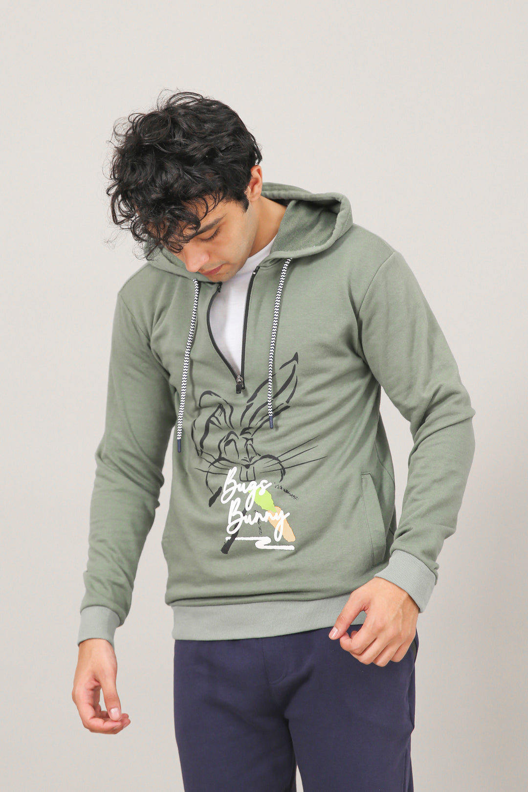 Graphic Half Zipper Hoodie