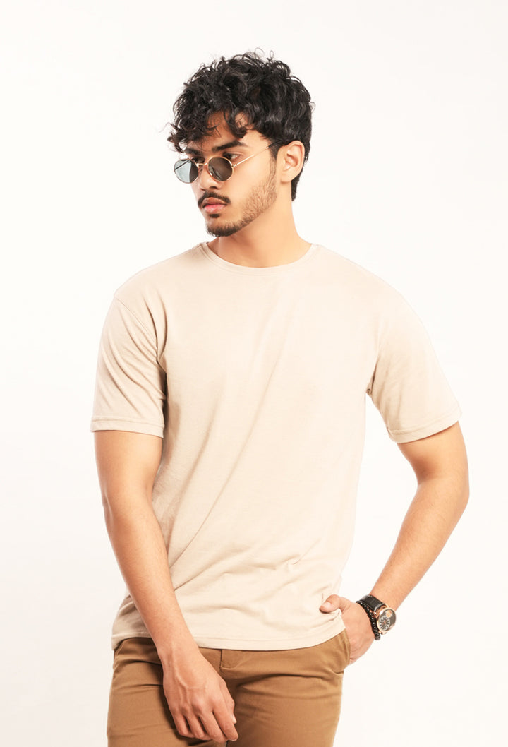 KHAKI RELAXED FIT JERSEY T-SHIRT