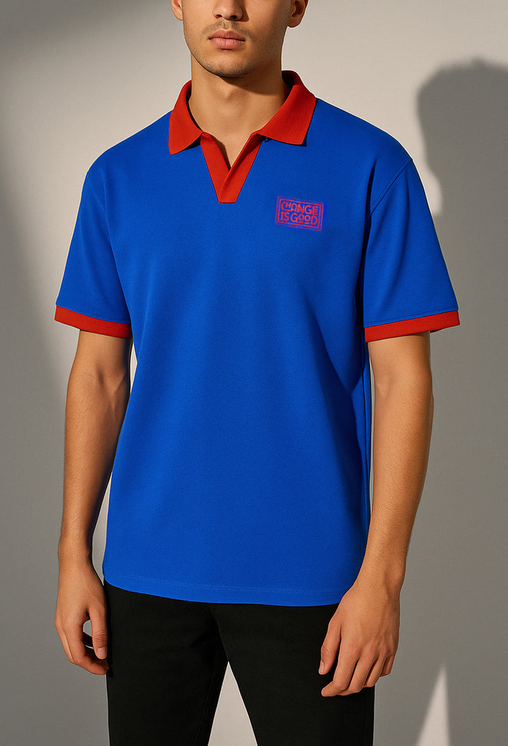 Ribbed Printed Pique Polo Shirt