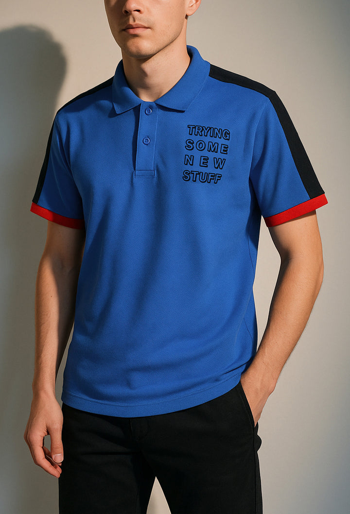 Printed Panel Polo Shirt