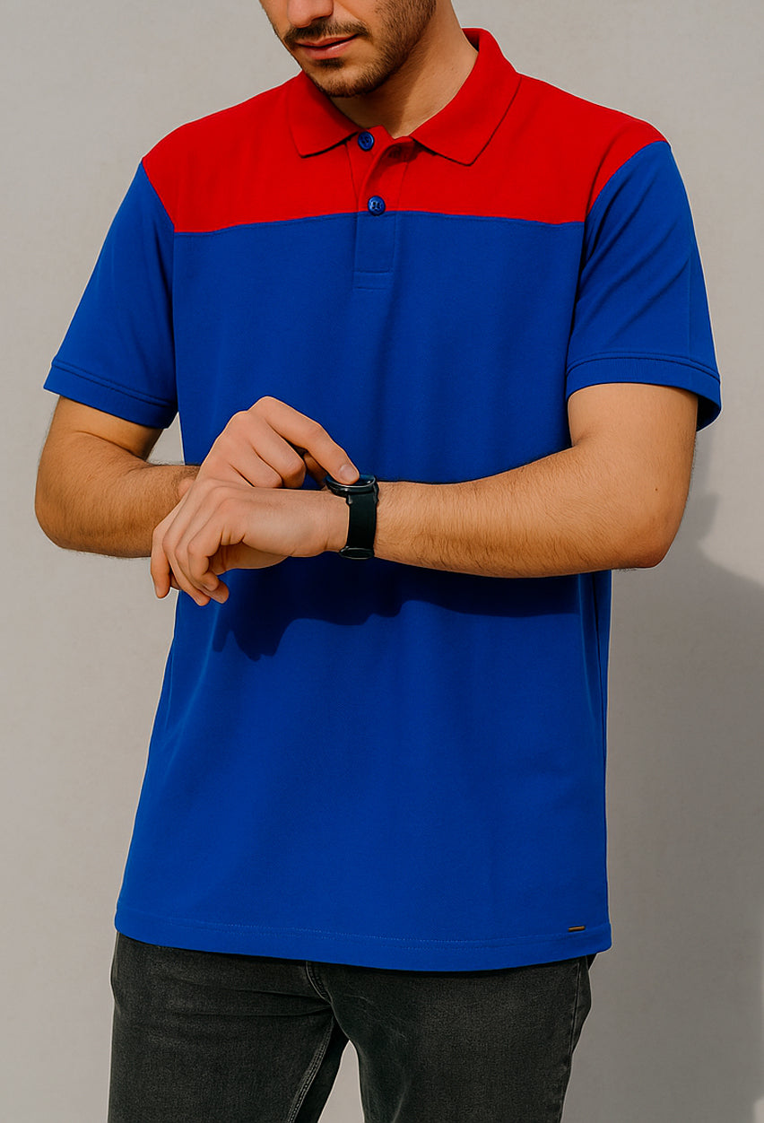 Cut & Sew Pique Polo Shirt