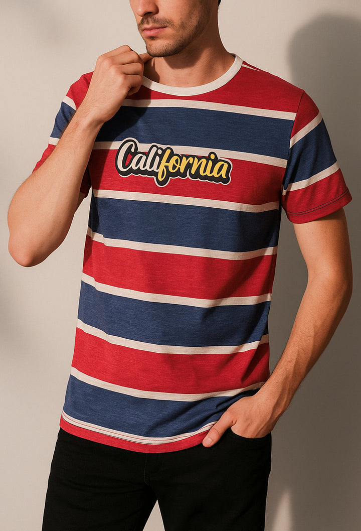 Graphic Striped Cotton T-Shirt