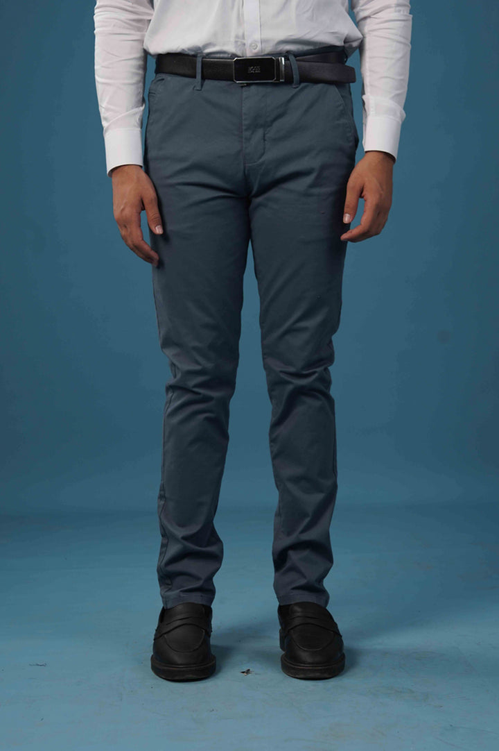Slate Blue Cotton Chinos