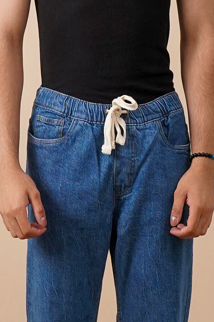 Straight Fit Denim Drawstring Trouser