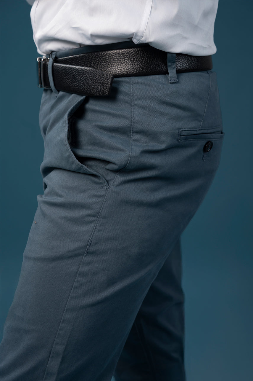 Slate Blue Cotton Chinos