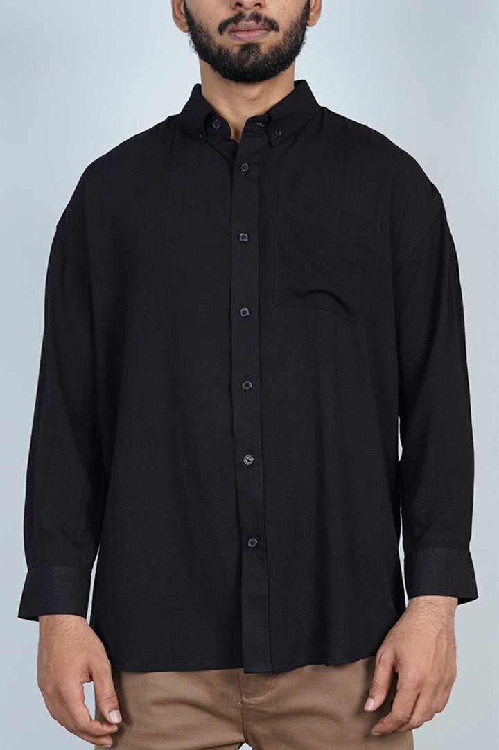 Viscose Blend Button Down Oversized Shirt