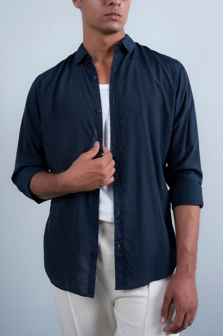 French Collar Linen Shirt