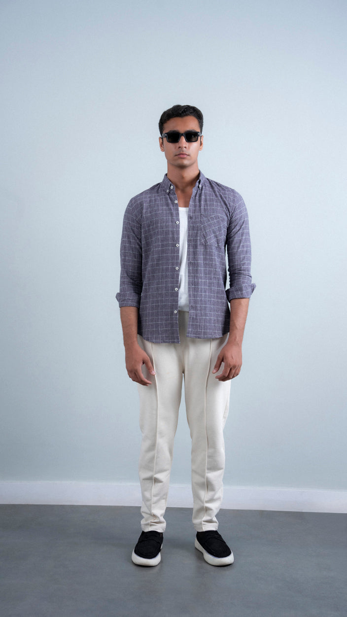 Purple Crossweave Cotton Shirt