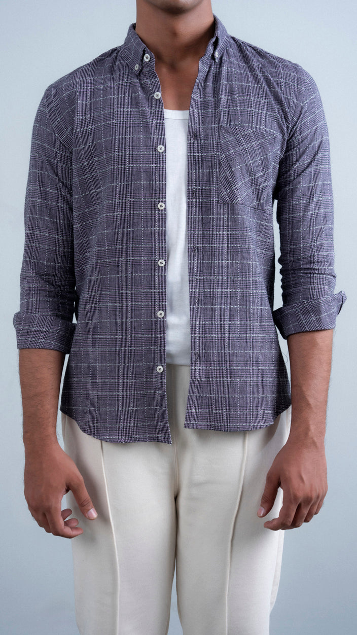 Purple Crossweave Cotton Shirt