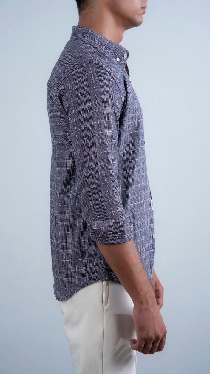 Purple Crossweave Cotton Shirt