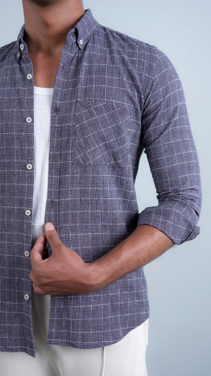 Purple Crossweave Cotton Shirt