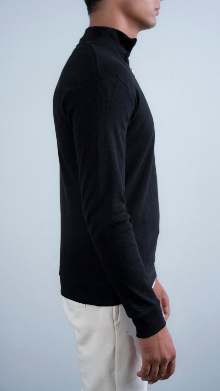 Ribbed Half Mock Neck Zipper