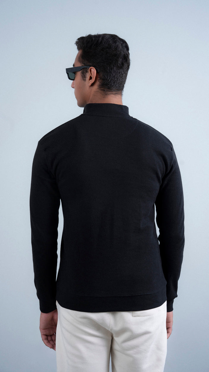 Ribbed Half Mock Neck Zipper