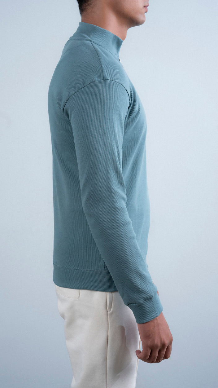 Ribbed Half Mock Neck Zipper