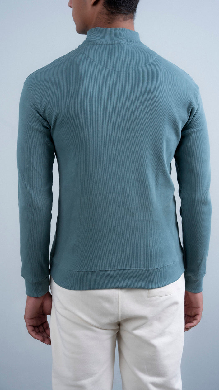 Ribbed Half Mock Neck Zipper
