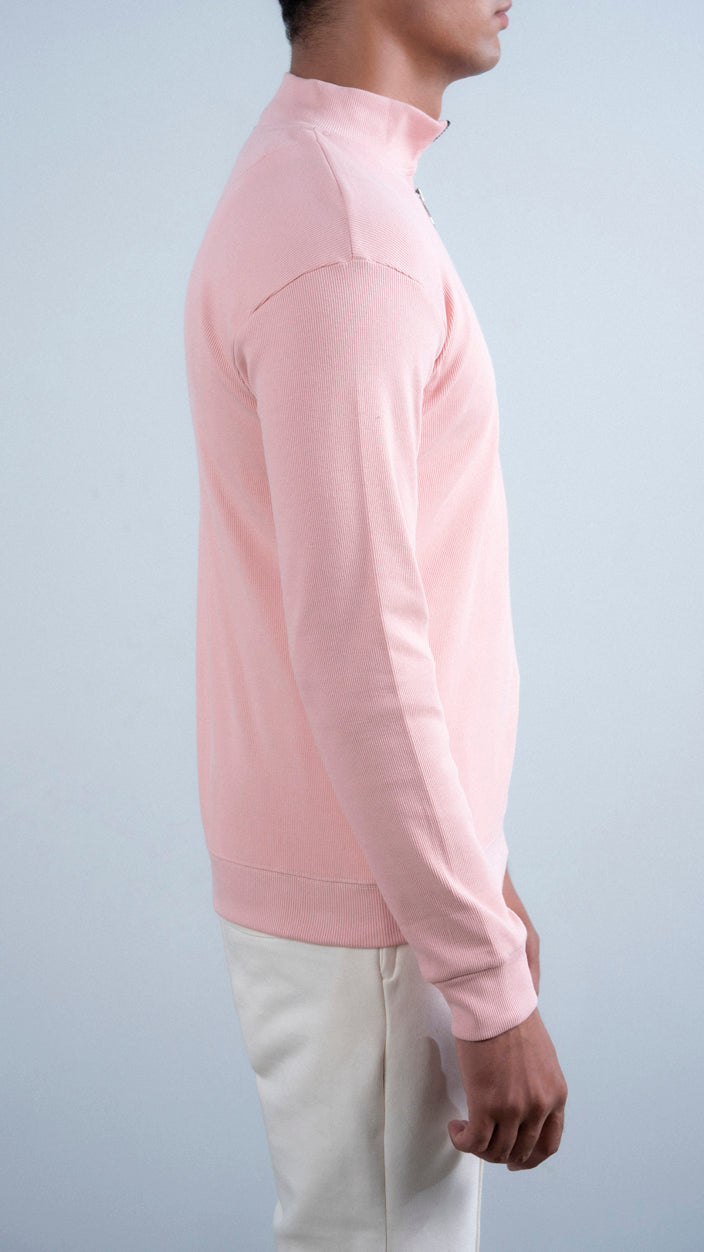 Ribbed Half Mock Neck Zipper