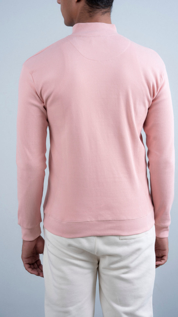 Ribbed Half Mock Neck Zipper