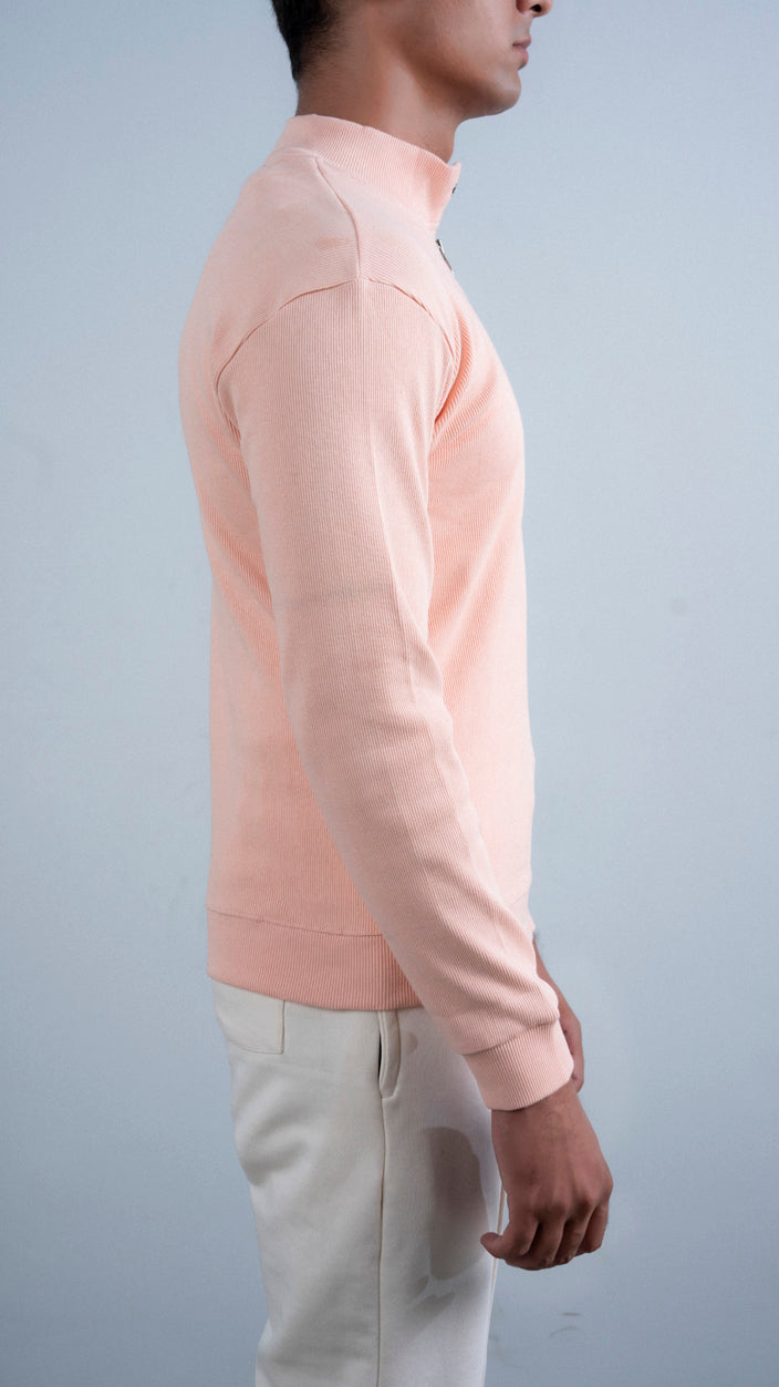 Ribbed Half Mock Neck Zipper