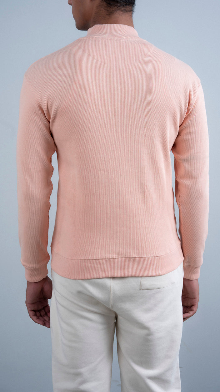 Ribbed Half Mock Neck Zipper