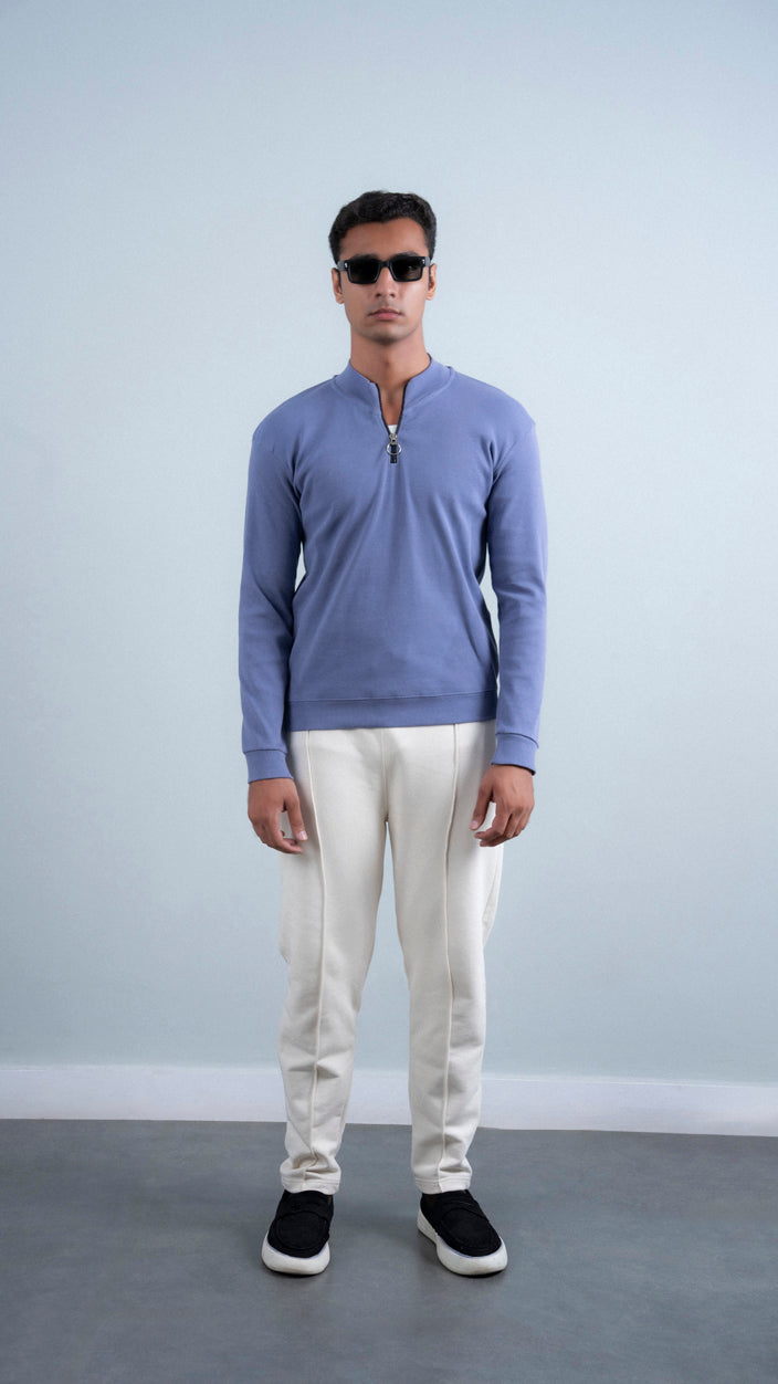 Ribbed Half Mock Neck Zipper