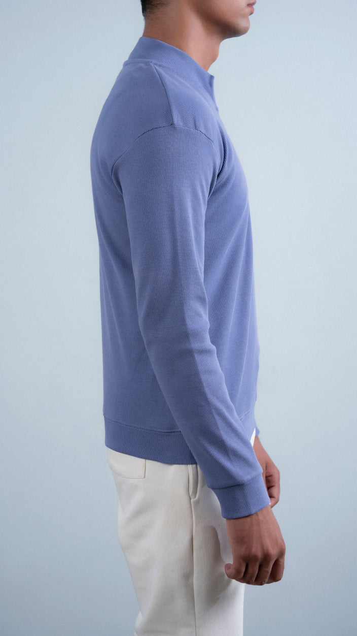 Ribbed Half Mock Neck Zipper