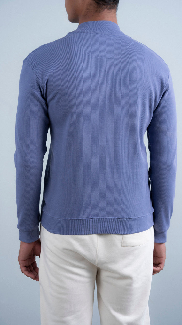 Ribbed Half Mock Neck Zipper