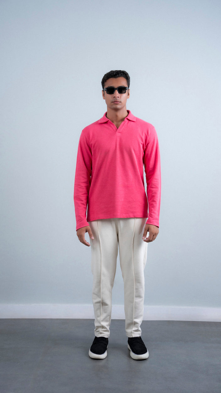 Long Sleeves Poppy Pink Polo