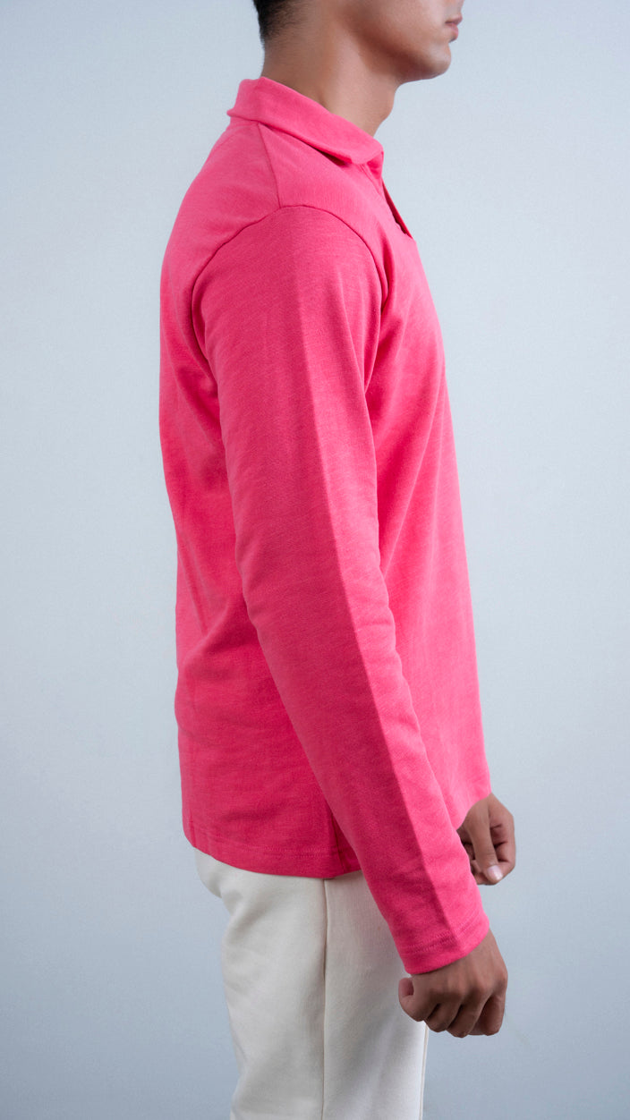 Long Sleeves Poppy Pink Polo