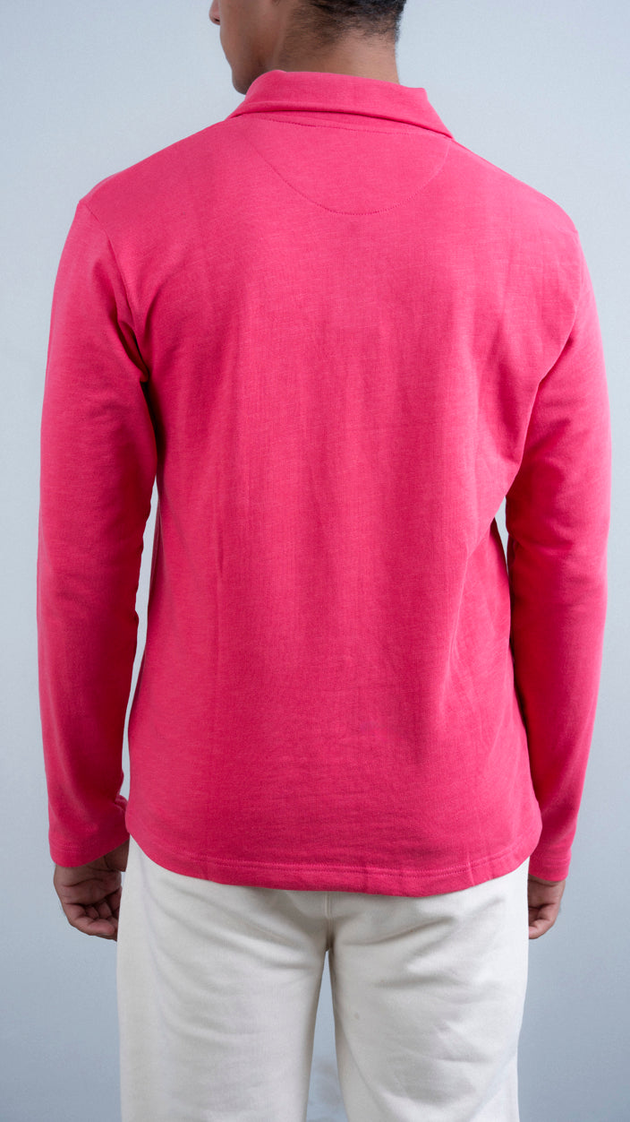 Long Sleeves Poppy Pink Polo
