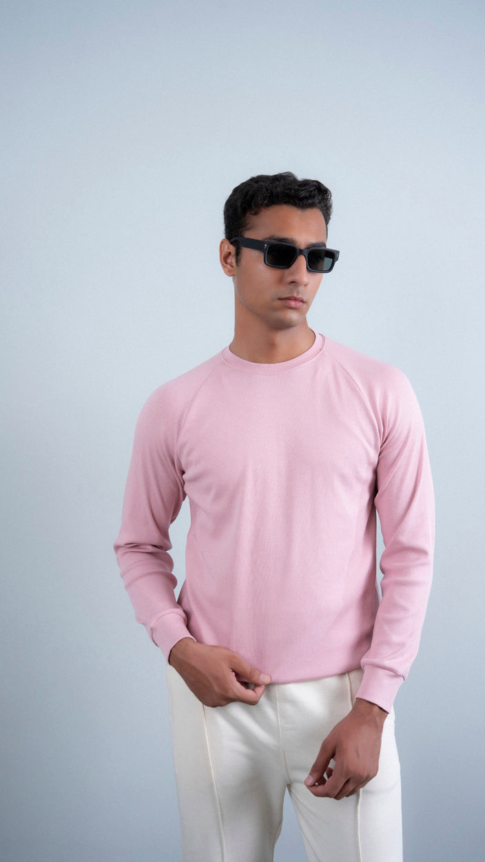 Raglan Sleeves Ribbed Sweat
