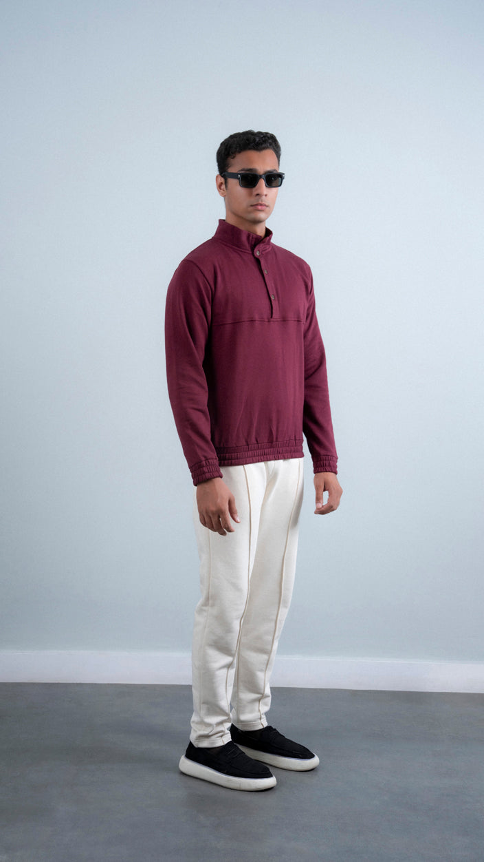 Button Up Mock Neck Upper