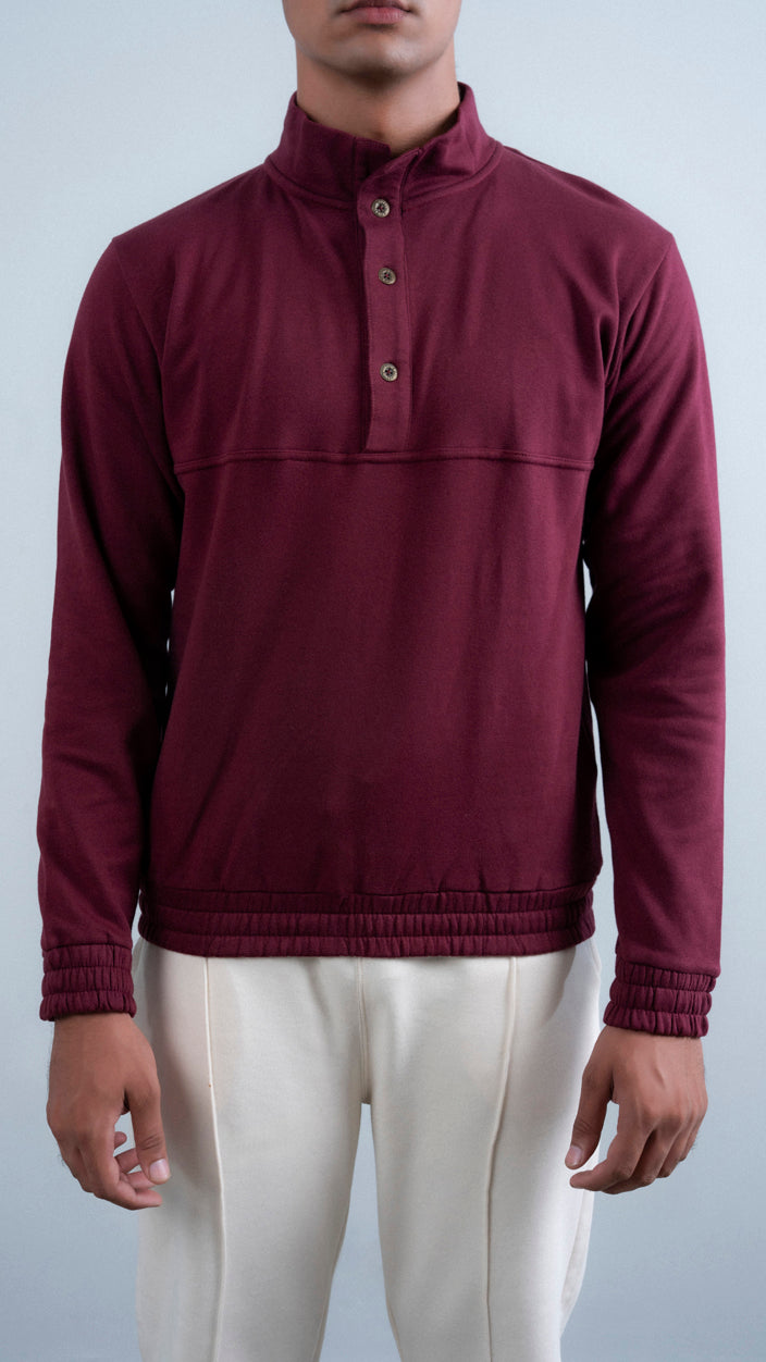 Button Up Mock Neck Upper