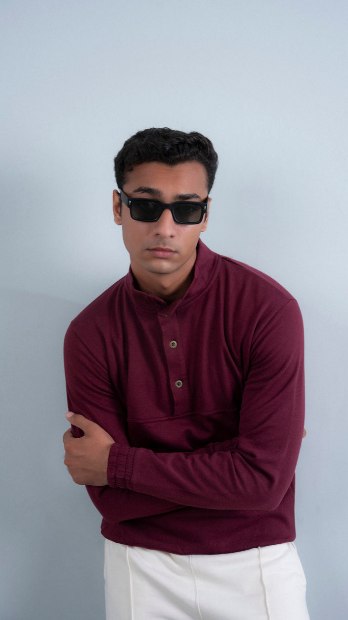 Button Up Mock Neck Upper