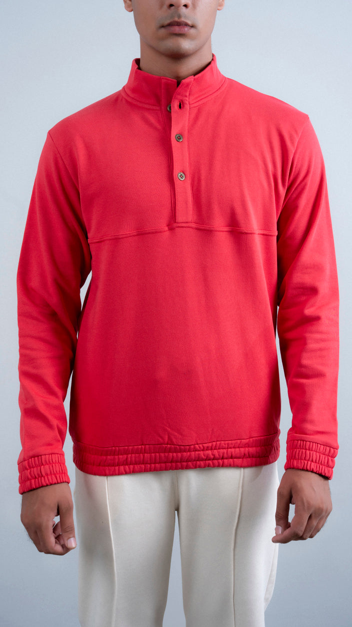 BUTTON UP MOCK NECK