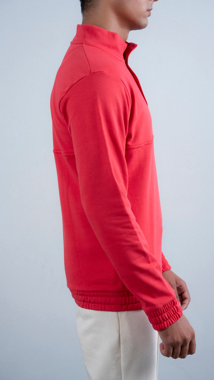 BUTTON UP MOCK NECK