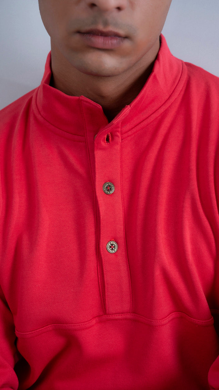 BUTTON UP MOCK NECK