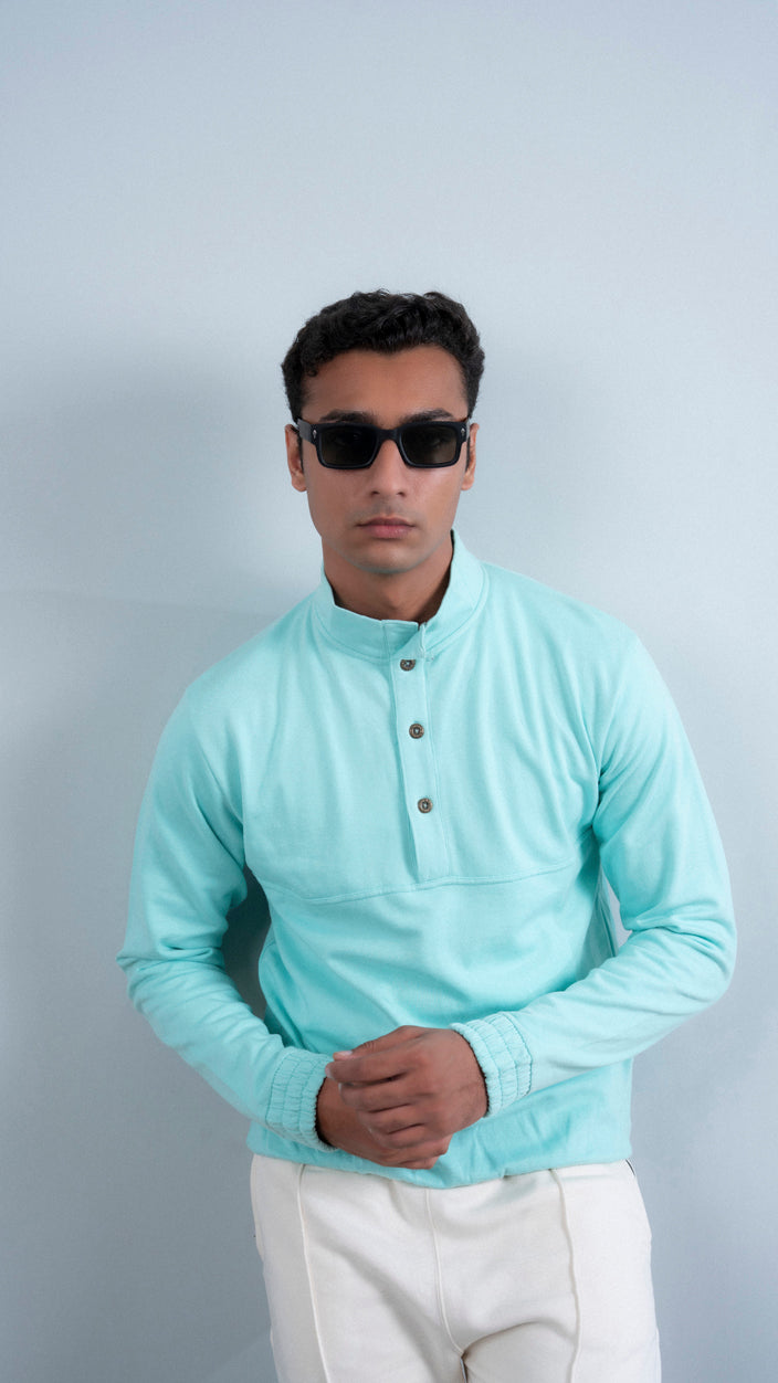 Button Up Mock Neck Upper