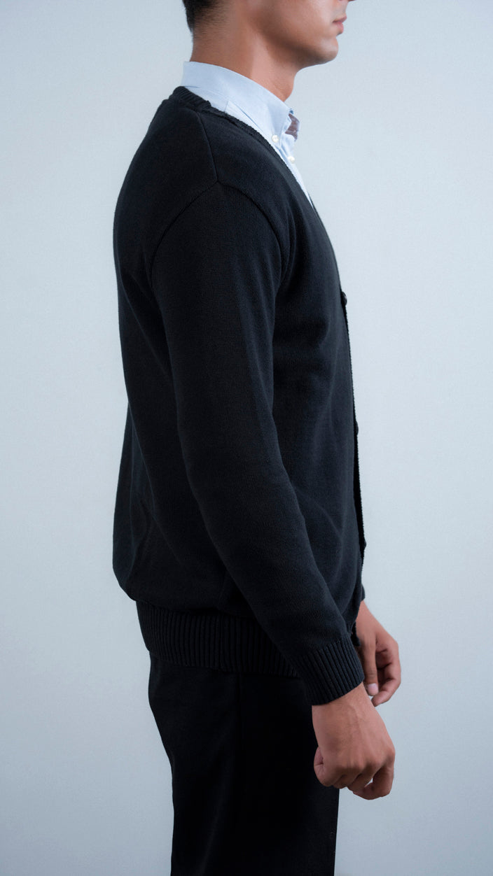 Black Cardigan Button Sweater